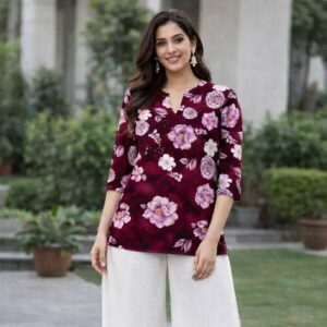 zamkudi floral rayon co ord set – 4