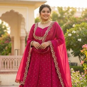 vichitra silk cape style lehenga set