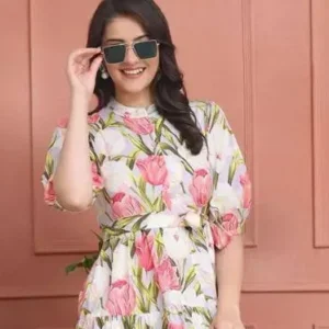 Home chandramukhi gulab western kurti with belt 2