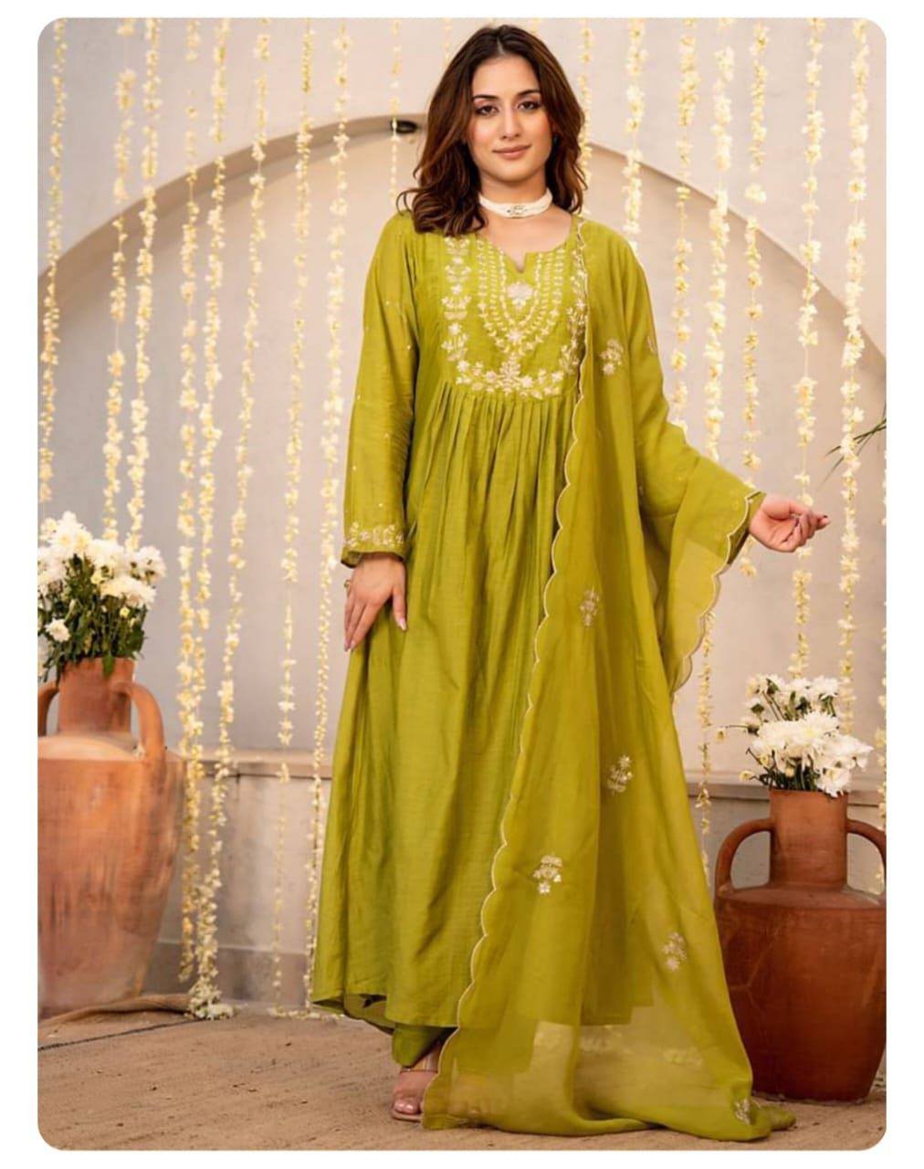 tulsi vichitra silk embroidered set tulsi vichitra silk embroidered set