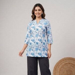 the zamkudi 2 co ord set – blue flower & black palazzo