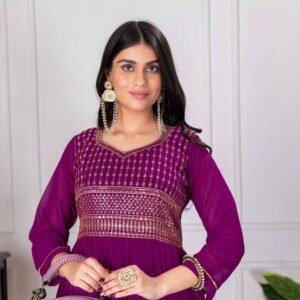 designer gown in royal wine