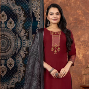 aayesha suit set in deep maroon